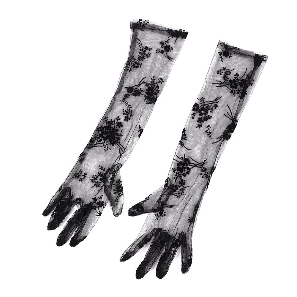 Korean Style Dark Rose Black Lace Retro Wedding Dress Gloves for Photography