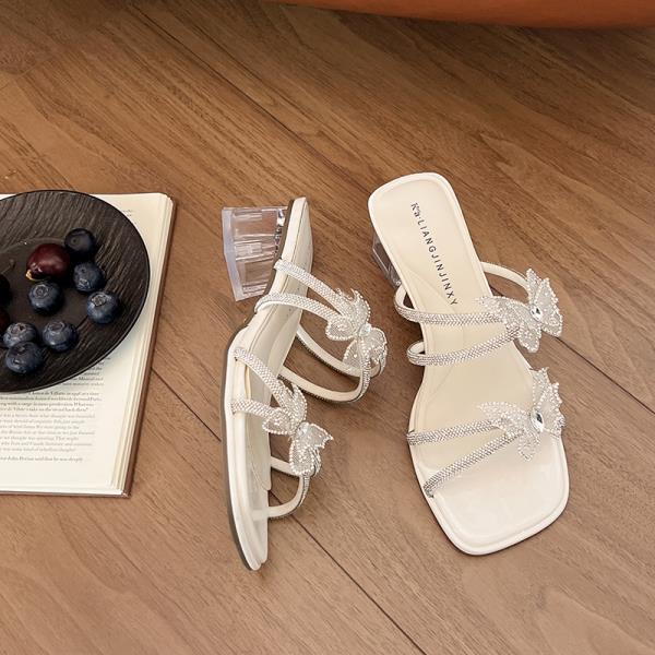 

Модная обувь Шлепанцы женские с бантиком Слайды Желейные шлепанцы Мода 2025 Блестящие Роскошные С бантиком Сандалии Кристалл 35