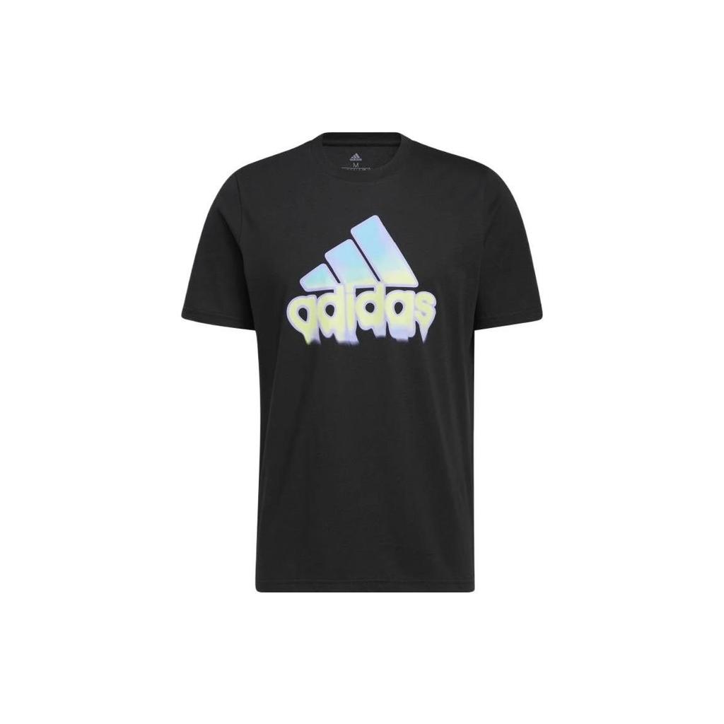 Adidas Alphabet Logo Crewneck T-Shirt Men Tops Black HE4813