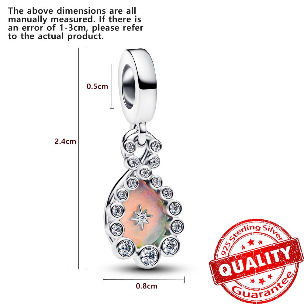 Sparkling Copper Pave Butterfly Dangle Charm Fit Original Bracelet Half Moon Snowflake Beads For Women Holiday Gift