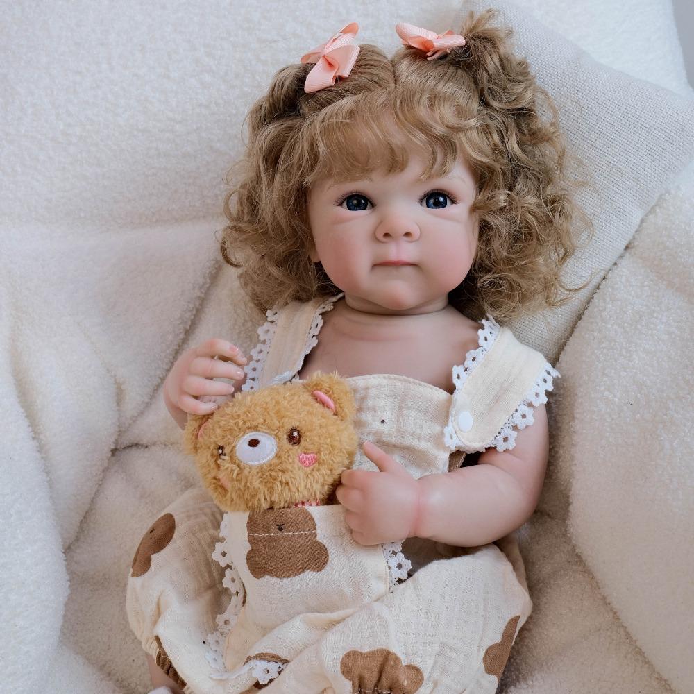 Lively 18 Inch Reborn Baby Girl Dolls Bettie Full Vinyl Body Newborn Babies Doll Realistic Implanted Curly Hair Baby Doll Toys for Kids Birthday Gifts