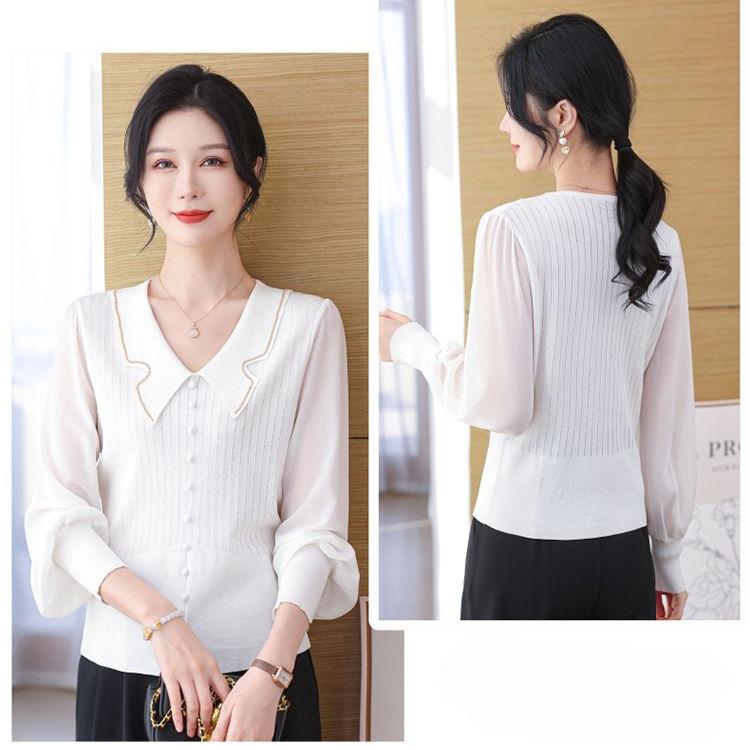Stylish Loose Fit V-Neck Knit Top for Summer Stitching, Comfortable and Age-Reducing