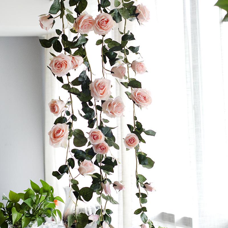 Rose Vine Air Conditioning Pipe Cover: Decorative Plastic Fake Flower Vine for Wall and Roof Hanging