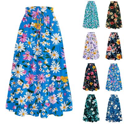 Women's Casual And Fashionable Floral Print Elastic Waist Loose Skirt Waist Loose Skirt