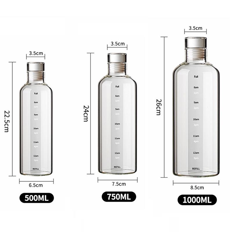 Sealed Transparent Glass Bottle Portable Juice Bottle With Time Scale Water Container Sealed Brewing Wine Bottle 500/750/1000ml