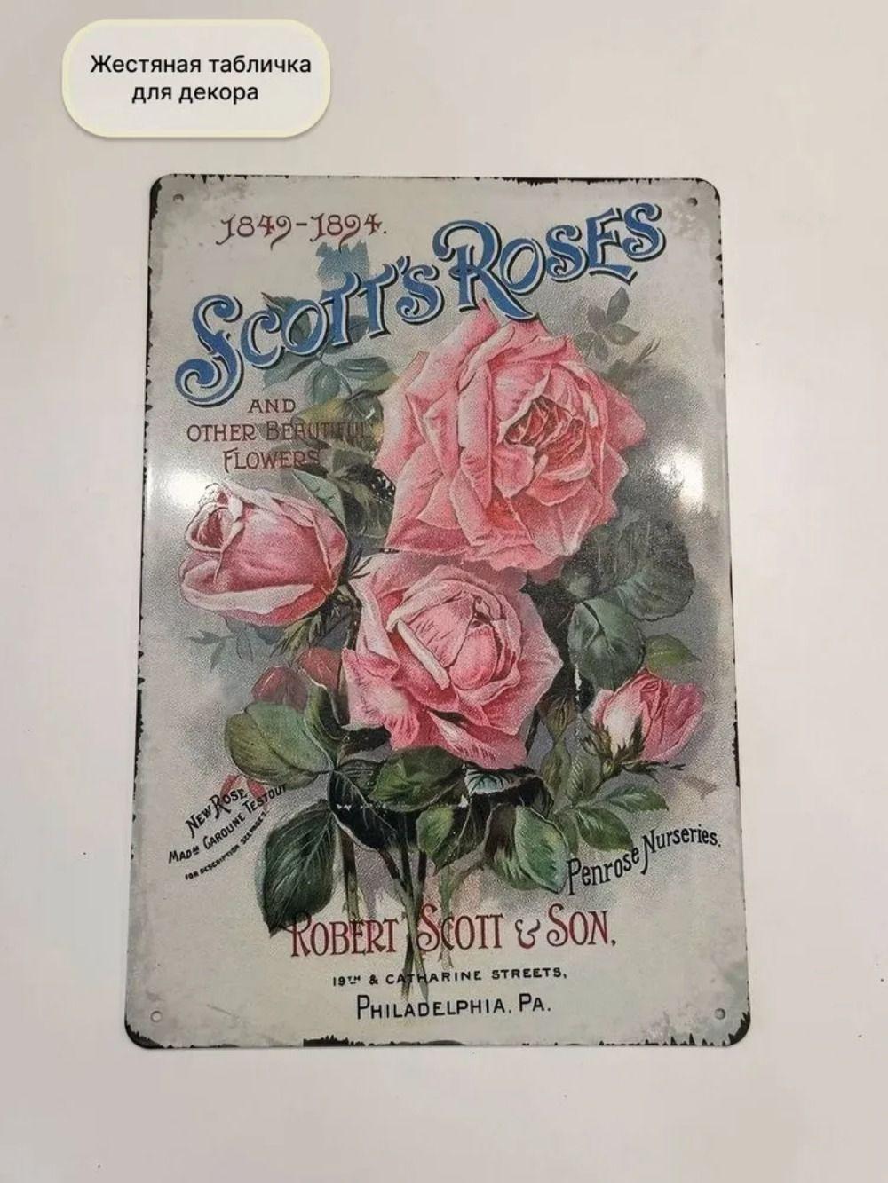 Металлическая настенная табличка «Роза», Металлический настенный декор, Домашняя интерьерная декоративная табличка
