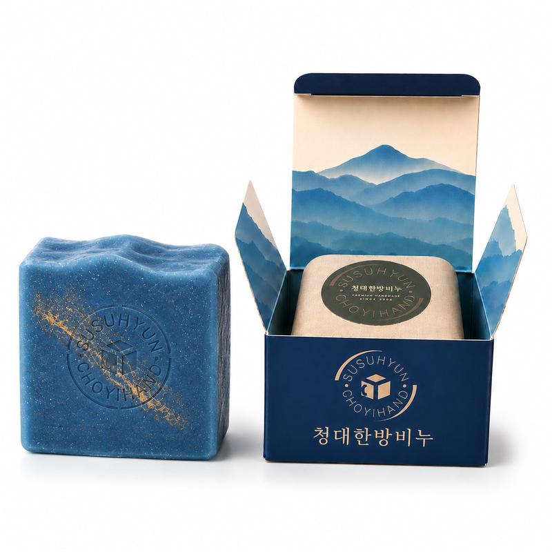 Choi Hand Susuhyun Flower-Fresh Susuhyun Herbal Indigo Soap Natural Soap for Puberty Pimples Gentle Soap for Mom and Baby 200g, 2 pcs