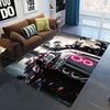 Sports Car Engine Detail Print Carpet Mat Anti-Slip Backing Rug Neon Style for Modern Home Decoration Car Enthusiast Studio