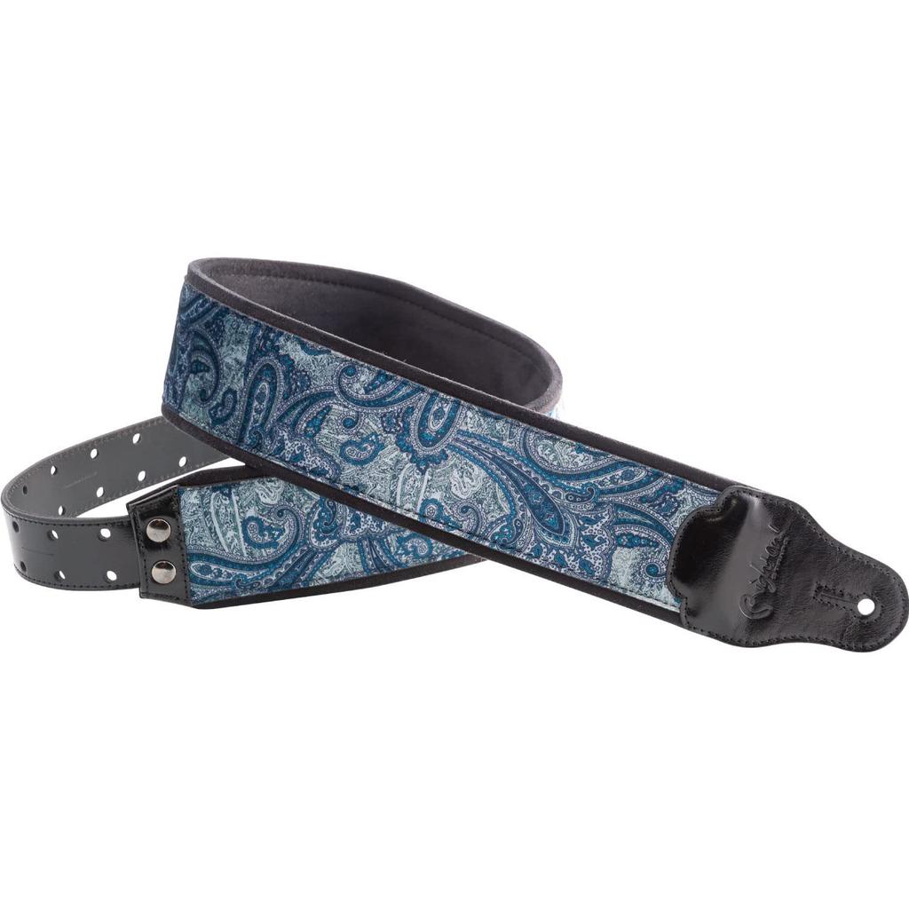 STRAPS Guitar 7cm PAISLEY BLUE RightOn! Strap, Wide, 95-150cm Long, VELVET-70