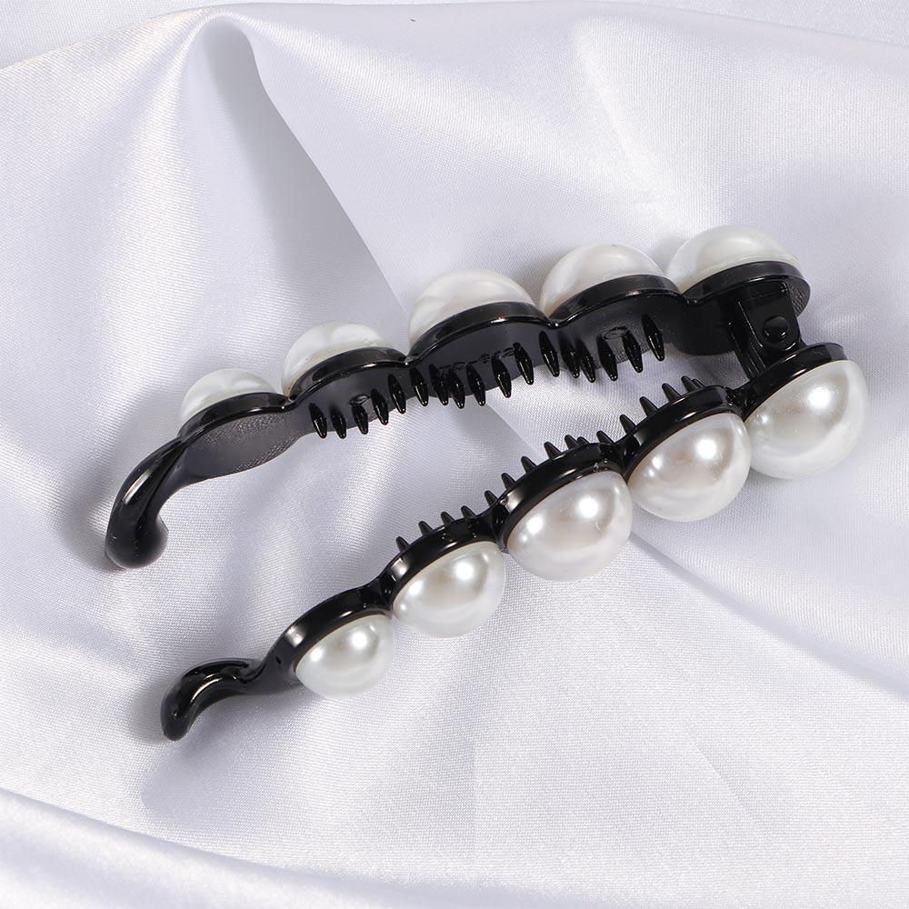 Headwear Girls Plastic Geometric Women Hair Claws Pearl Barrettes Banana Hair Clips Hair Crabs