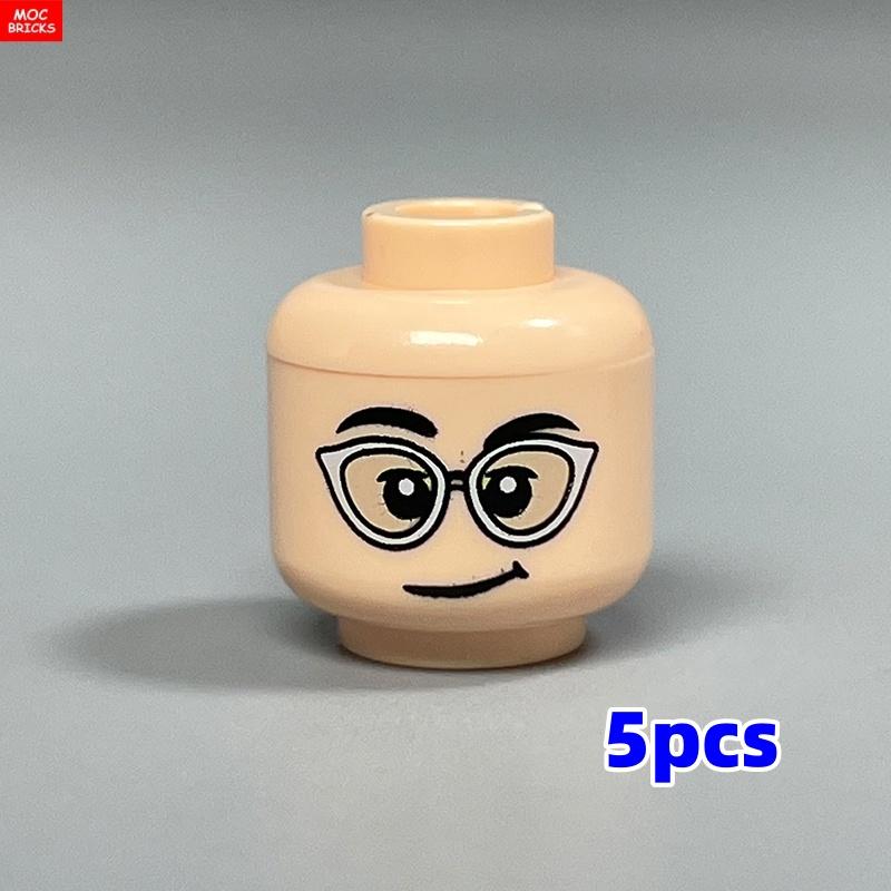 MOC Bricks Hollow Flesh Face Expression Head For 4cm Figure DIY Educational Building Blocks Toys For Children Gifts