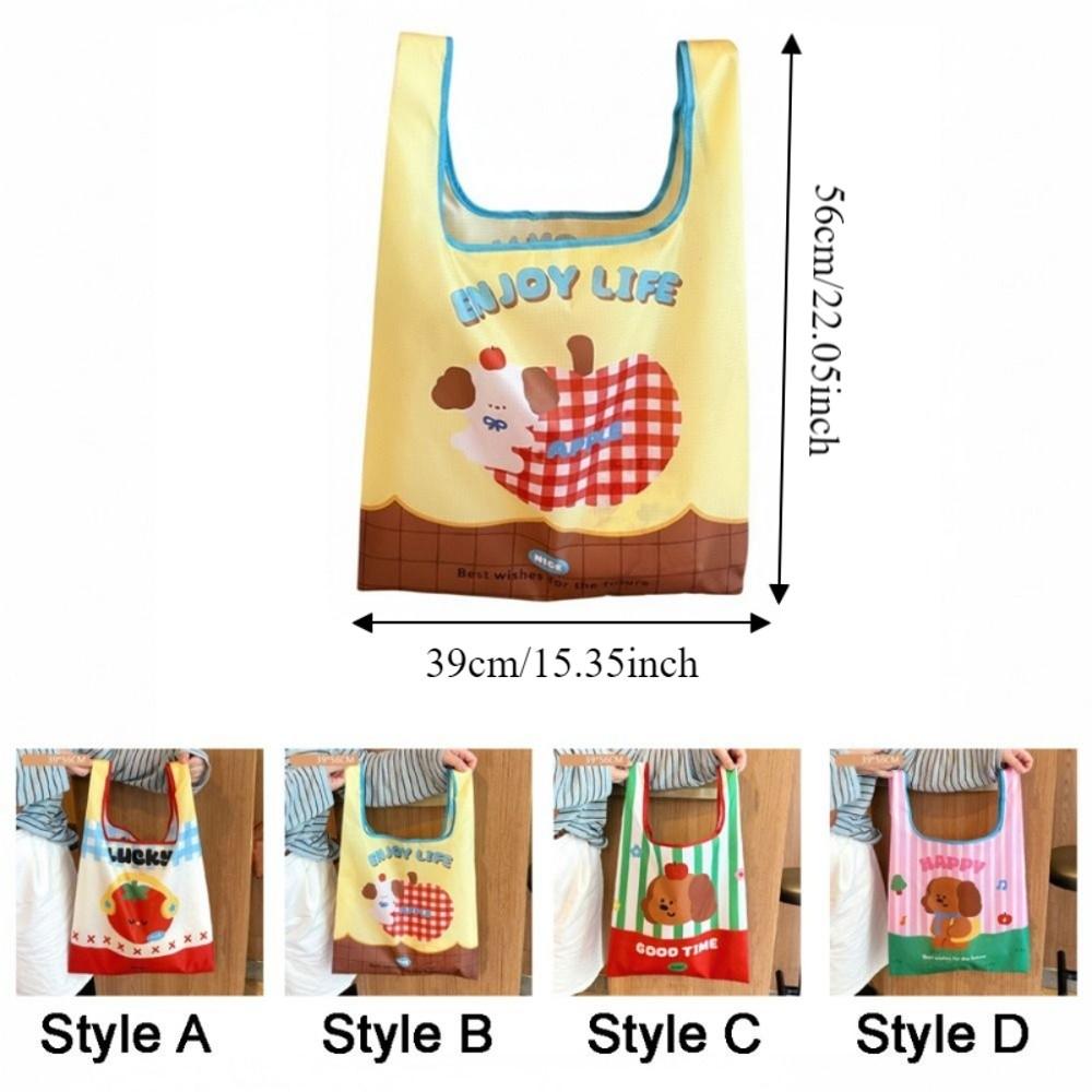 Large Capacity Cartoon Shopping Bag Waterproof Vegetable Storage Bag Handheld Bag  Shopping