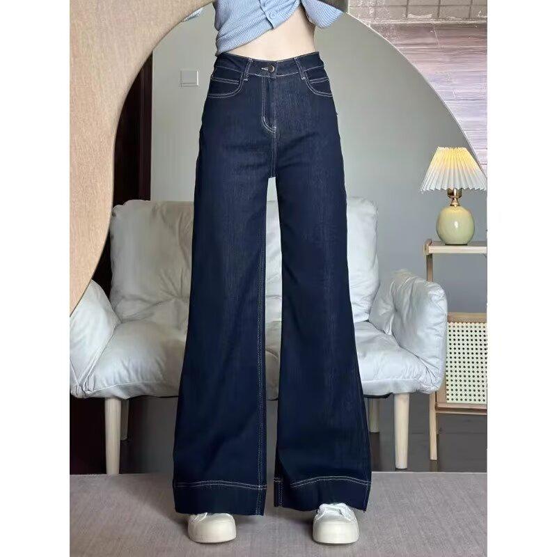 

Женские темно-синие джинсы с высокой посадкой, микроклеш, стройнящие - Коллекция Весна 2025 3XL темно-синий