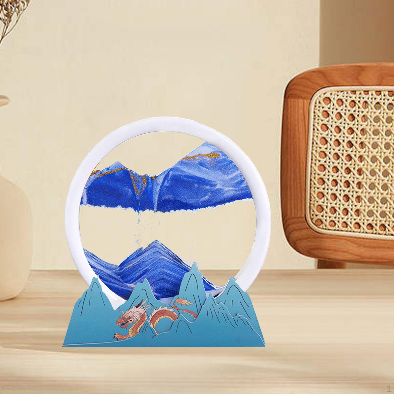 

3D Art Picture Decor Flow Sand Painting Художественный пейзаж Настольное украшение Орнамент для синий