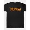 Norton Motorcycles Men'S Heavyweight Cotton Motorcycle T-Shirt - Black Tee with Bold Orange & Red Logo, Regular Fit Breathable Shirt for Riding,