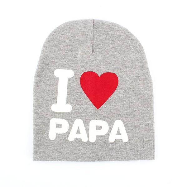 

1 шт., хлопковая мягкая теплая шапка с милым узором «Я люблю маму/папу» для мальчиков и девочек, кепка