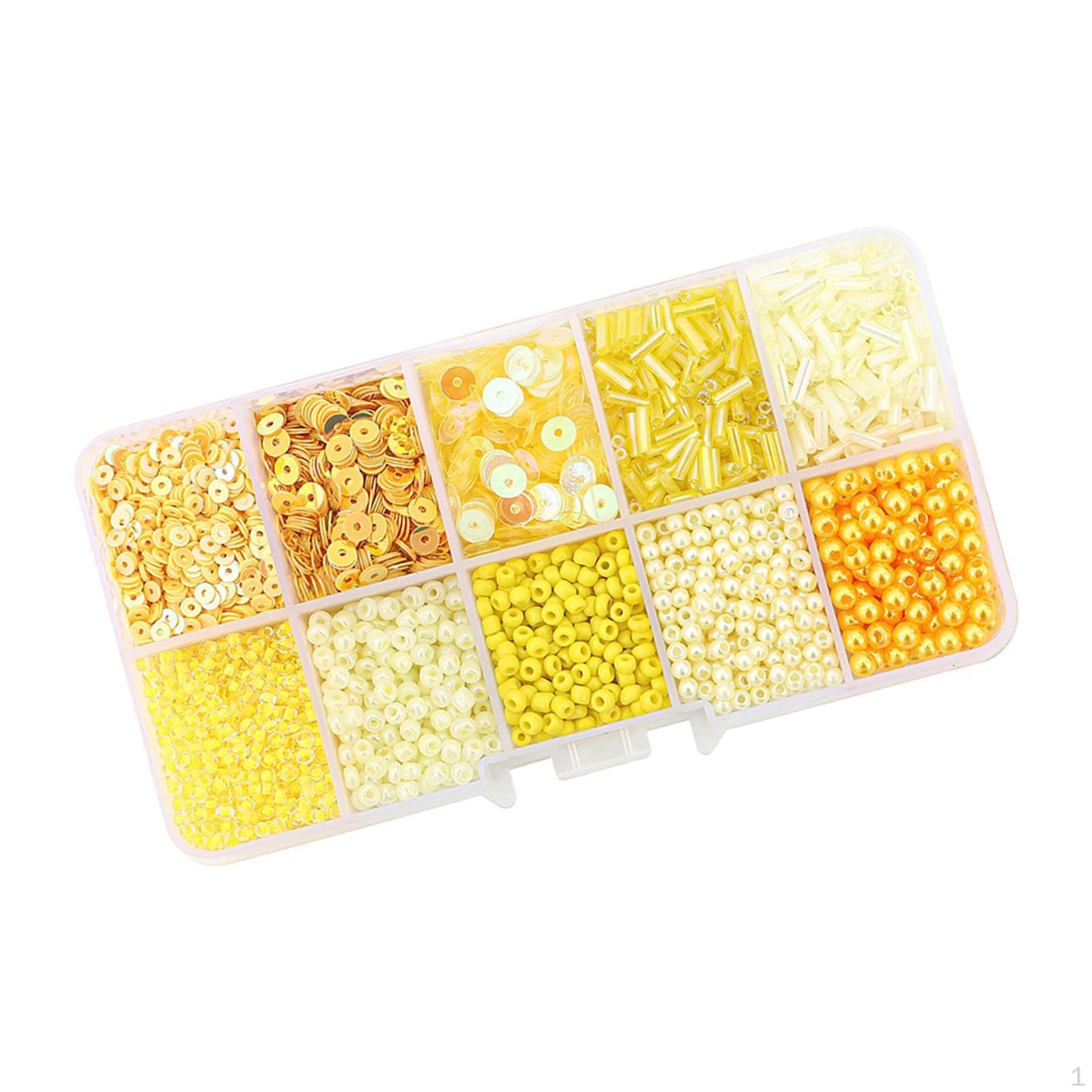 

1 коробка смешанных ремесленных бусин, включая стеклянные бусины, круглые блестки для шитья поделок своими руками жёлтый