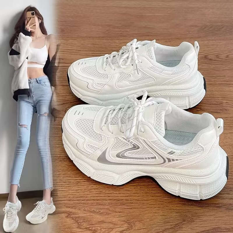 Sneakers 2025 New Women's Autumn Mesh Breathable and Lightweight Running Shoes Ins Casual Dad Shoes Fried Street Hong Kong Style