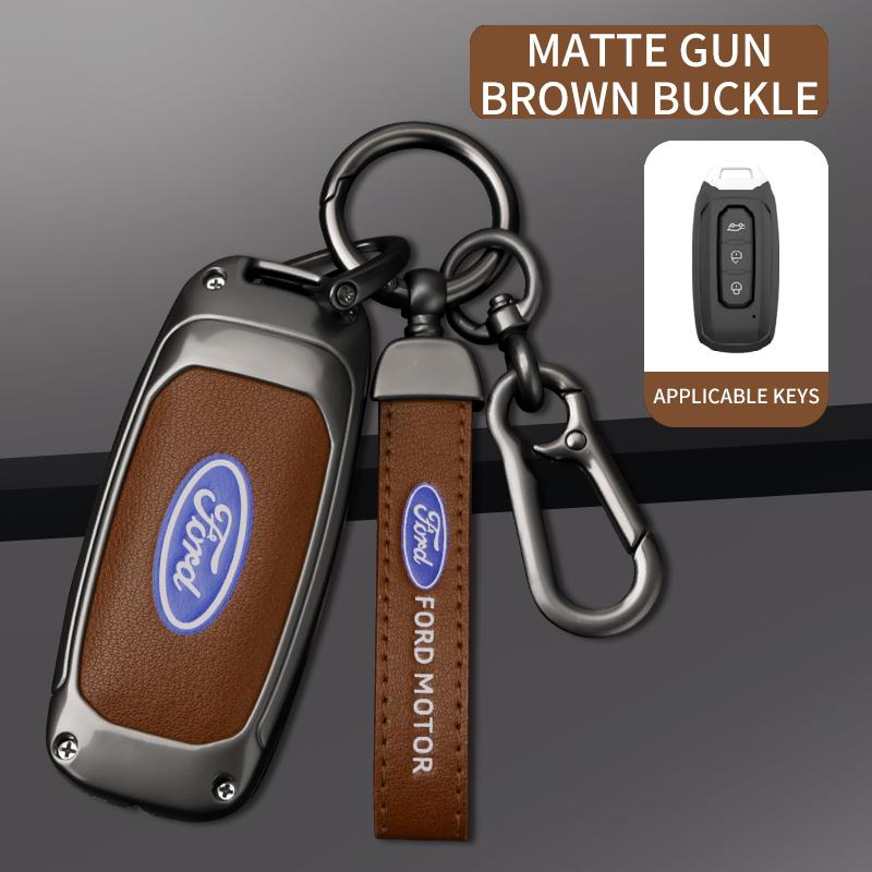 Zinc Alloy Leather Car Smart Remote Key Cover Case Keyless for Ford Territory EV Equator Protector Shell Holder Auto Accessories