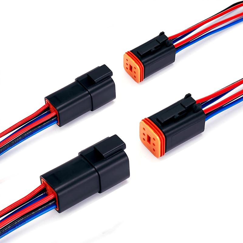 12 Pin Deutsch DT Connector 12 Way Waterproof DT Automotive Electrical Connector Male Female Plug with 16 AWG Cable Wire for Cars,Trucks,Boats,LED