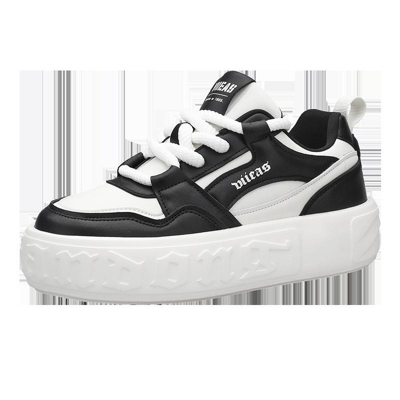 Spring New Versatile Fashion Trendy Thick-soled Shoes Low-top Lace-up White Shoes Sports Casual Shoes Leather Shoes