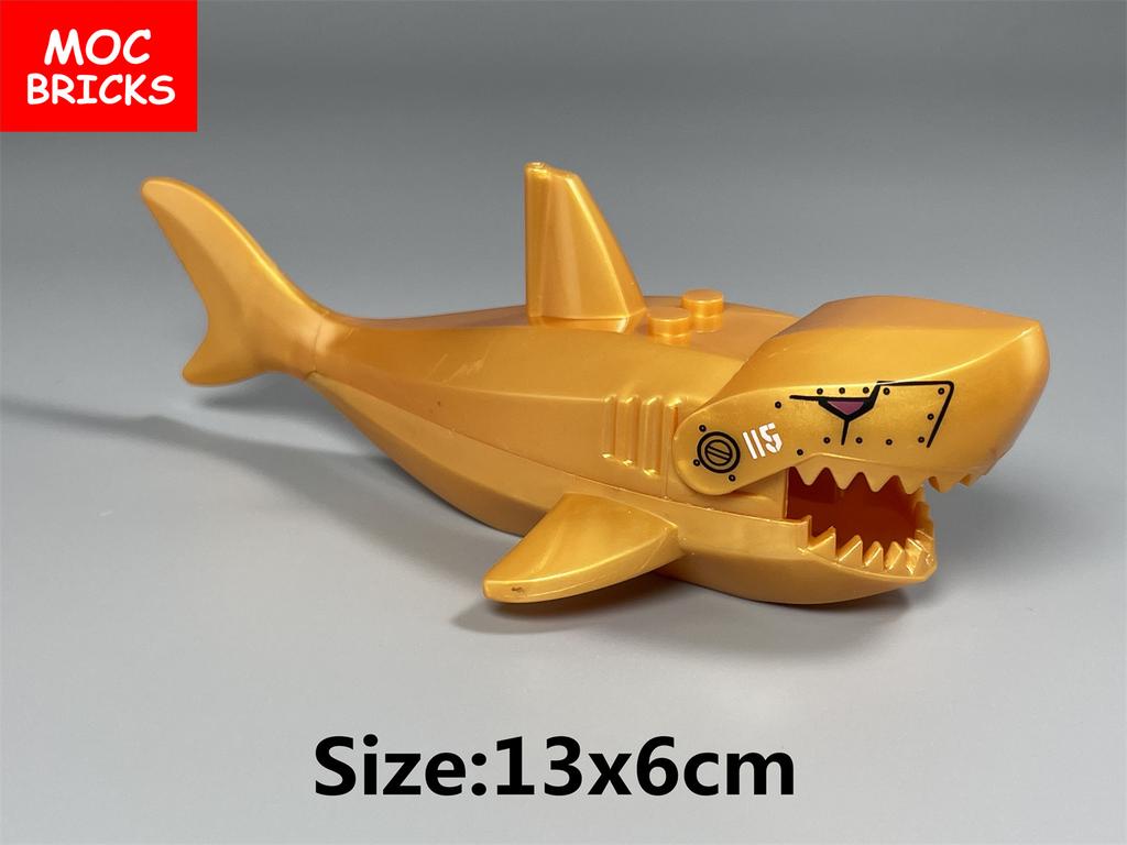 MOC Bricks Pirate Shark Caribbean Ocean Animal 13cm 8cm Assembled Educational Building Blocks DIY Kids Toys Gifts