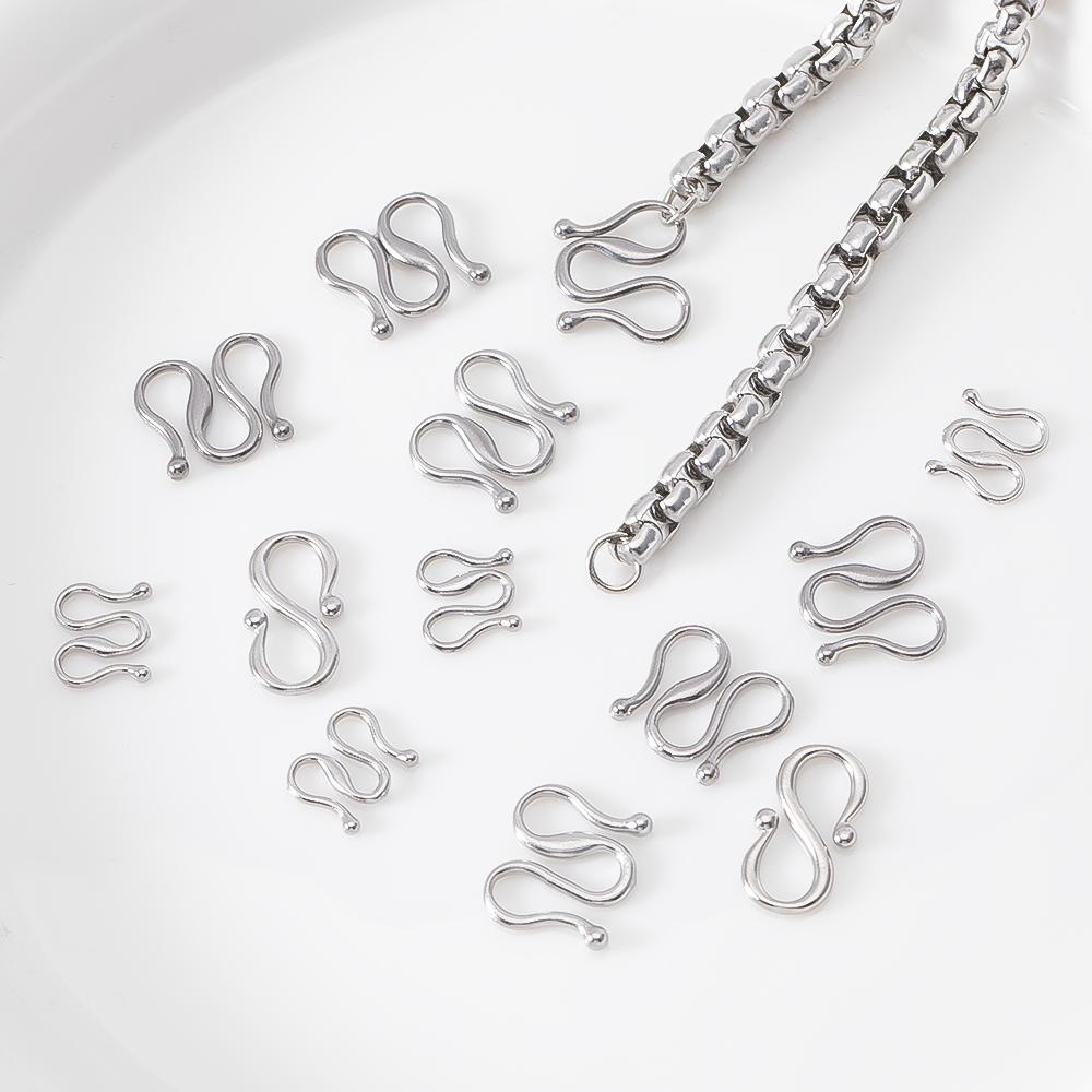 10pcs 20pcs Stainless Steel W S Shape Necklace Clasps Hooks DIY Jewelry Making Finding Bracelet Supplies Accessories Wholesale
