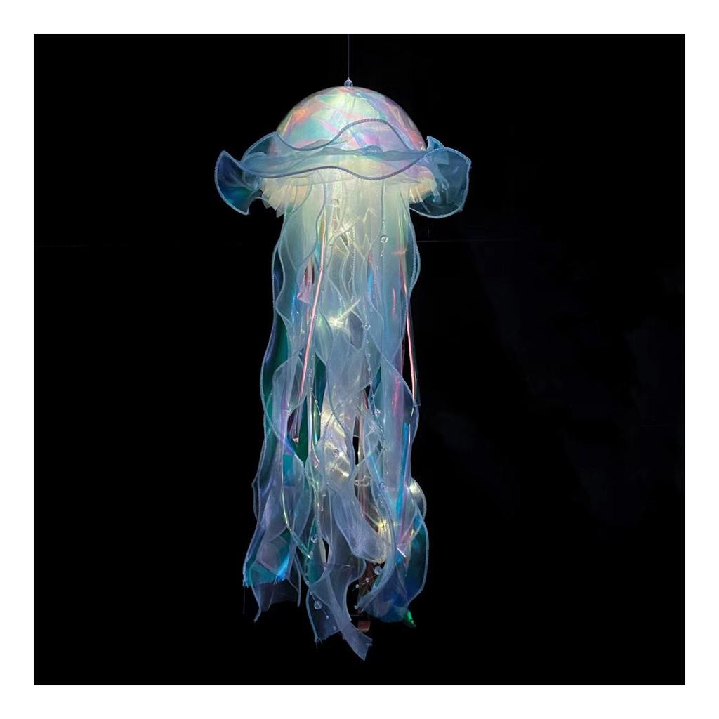 Portable LED Jellyfish Lantern Glitter Hanging Jellyfish Lanterns with Bright Strip Bedroom Decor Supplies Gifts for Kids Girls