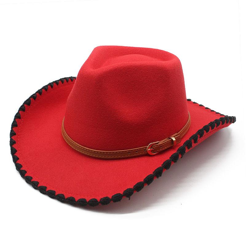 Western Cowboy Hat Woolen Felt Top Hat Jazz Hat Lock Lace Hat