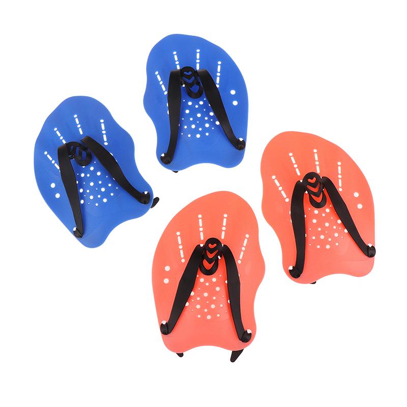 1 Pair Swimming Training Paddles Swim Hand Paddles Snorkeling Diving Gloves Fin Flipper Sports Silicone Palm Adjustable Straps
