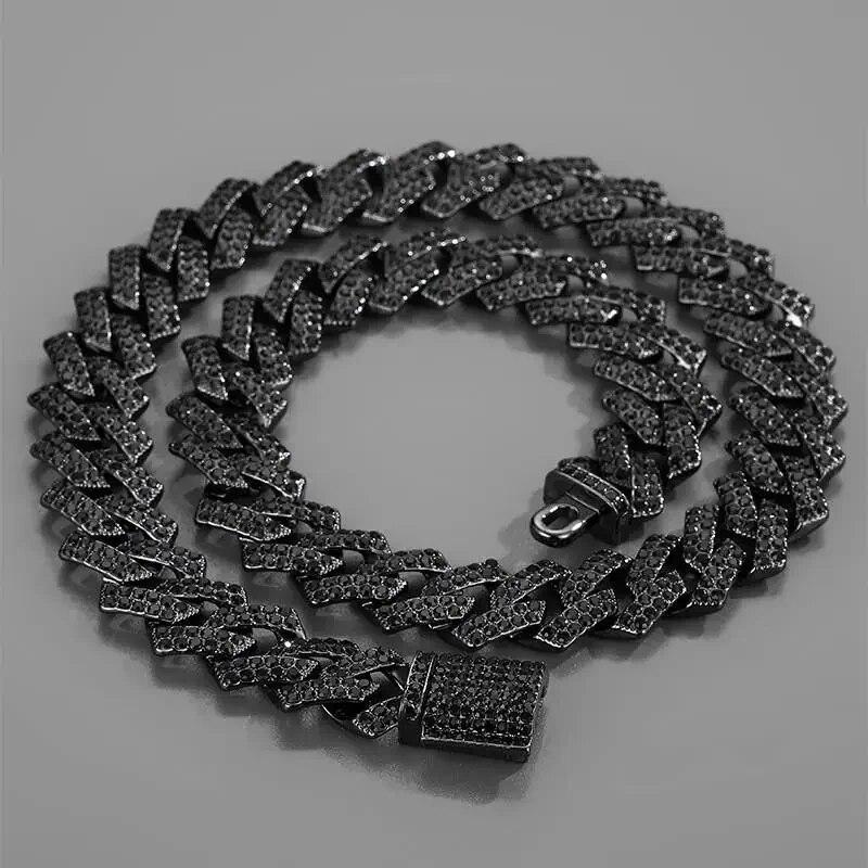 Collana a catena Cuban Link per uomo donna micro pavé in pietra CZ colore oro rosa gioielli hip hop
