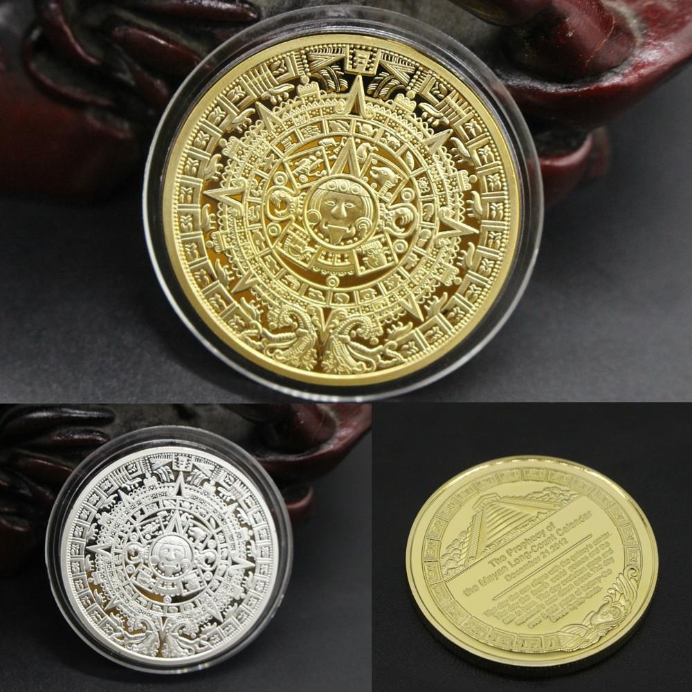Commemorative Coin Mexican Maya Calendar Gold Plated Coins Collection