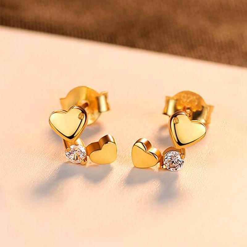 1 Pair of Creative Heart-shaped Inlaid Synthetic Zircon Earrings, Suitable for Daily Multi-functional Accessories