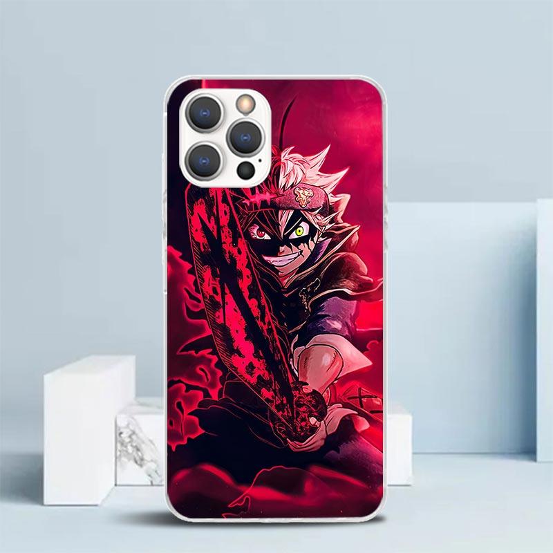 Black C-Clovers Anime Phone Case For IPhone 16 17 Air 16E 15 14 Plus 13 Mini 12 11 Pro Max 7 8 + SE 2020 Soft TPU Back Cover 16