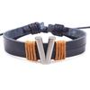 Handmade Woven Leather Bracelet with English Letter Charms
