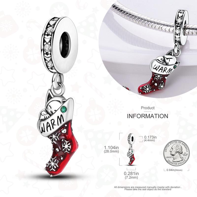 

Медные Рождественские Шармы для Оригинального Браслета Женский Подвеска Подарок Рождественская Елка Дед Мороз Снеговик Бусины Подвески