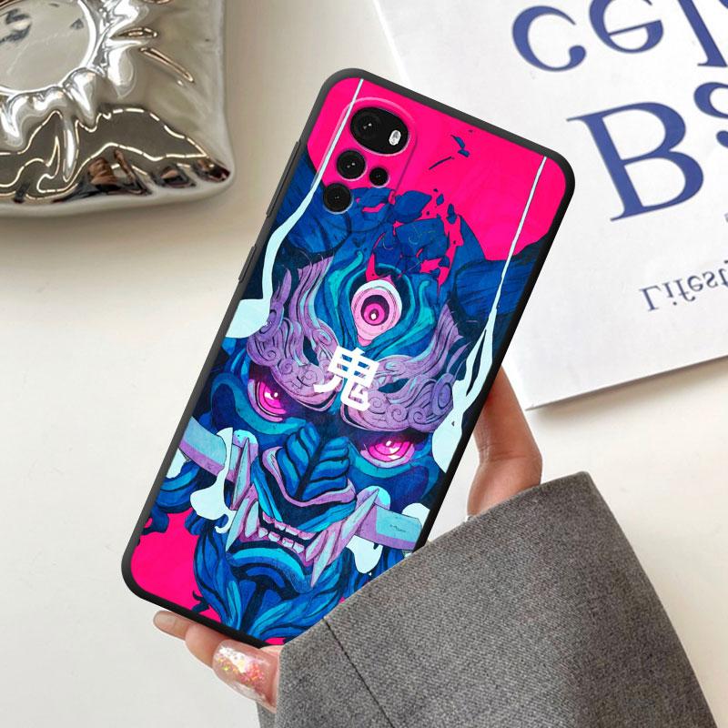 Samurai Oni Mask Case for Motorola Moto G60 G9 Power Lite G31 G32 G200 G52 G72 G50 G30 G51 G71 5G G22 Cover TPU Soft