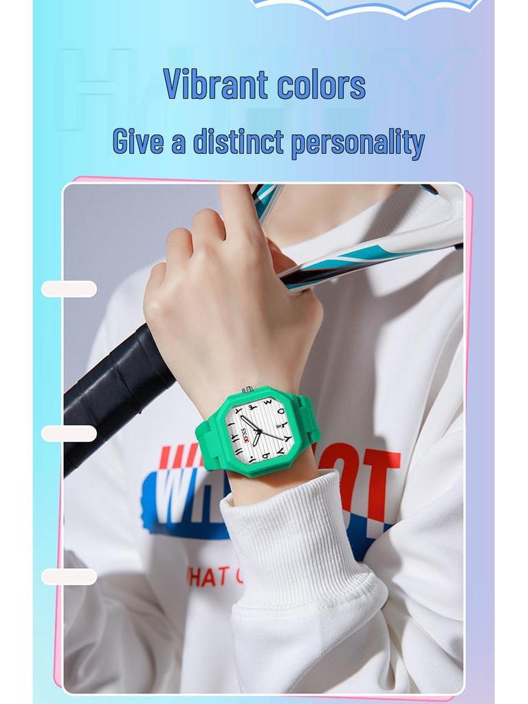 OFNS Quartz Watch: Student Style, Calendar, Square Dial, Arabic Numerals, Luminous, Waterproof, Middle Eastern Bestseller