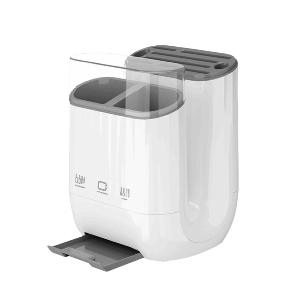 

Grid Partition Kitchen Organizer Holder Dustproof Chopsticks and Spoon Storage Rack white