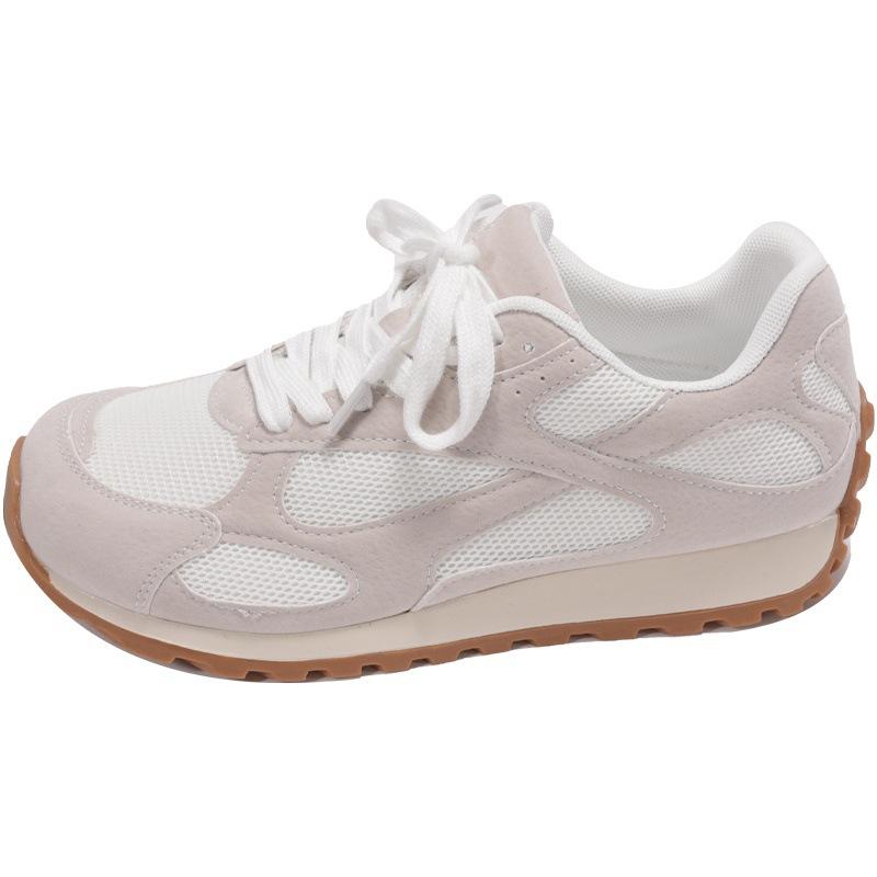 

Мягкая кожа платформа папины кроссовки сетка дышащие сочетание цветов спортивная и повседневная обувь женская 2025 новая удобная и универсальная обувь Форреста Гампа 40 бежевый