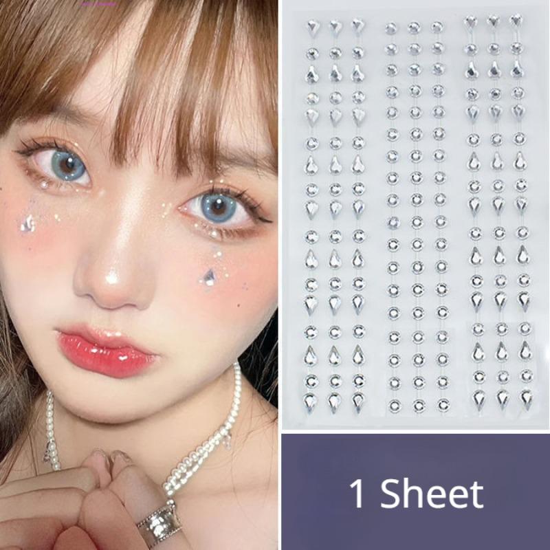 Diamond Crystal Tatoveringsklistremerke Glitter Eyeliner Øyenbrynsminke Ansiktsøyne Diamanttatoveringer Rock Rhinestone 3D Eyeliner-klistremerker