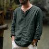 Men's Shirt Camisa Summer Long Sleeve Cotton and Linen Male Blouse Top New Style Comfortable Men Beggar Shirt