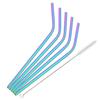 6*215mm 6Pcs Eco-friendly Reusable Metal Straws Set 304 Stainless Steel Drinking Straw Cocktail Party Favor Bar Accessory