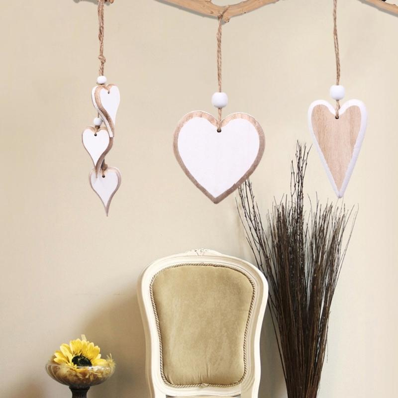 Natural Wooden Heart Shaped Adornment Bedroom Decorative Pendant Hanging Ornament for Weddings and Special Occasion