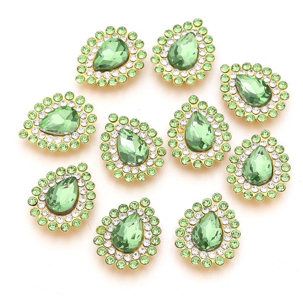 10pcs/lot Sunflower Waterdrop Rhinestones Metal Gold Claw Bottom Acrylic Rhinestones Beads DIY Earrings Headwear Jewelry Making
