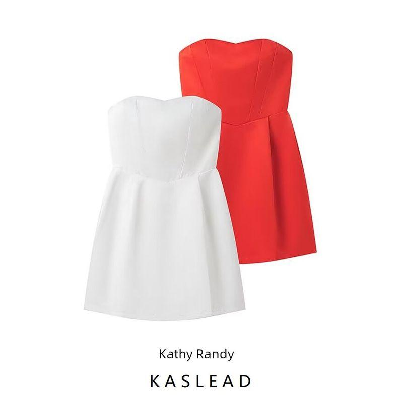 Kaslead New Arrival Women's Clothing Fashion Style Fashion Minority Design Tube Top Dress Sexy Elegant Dress
