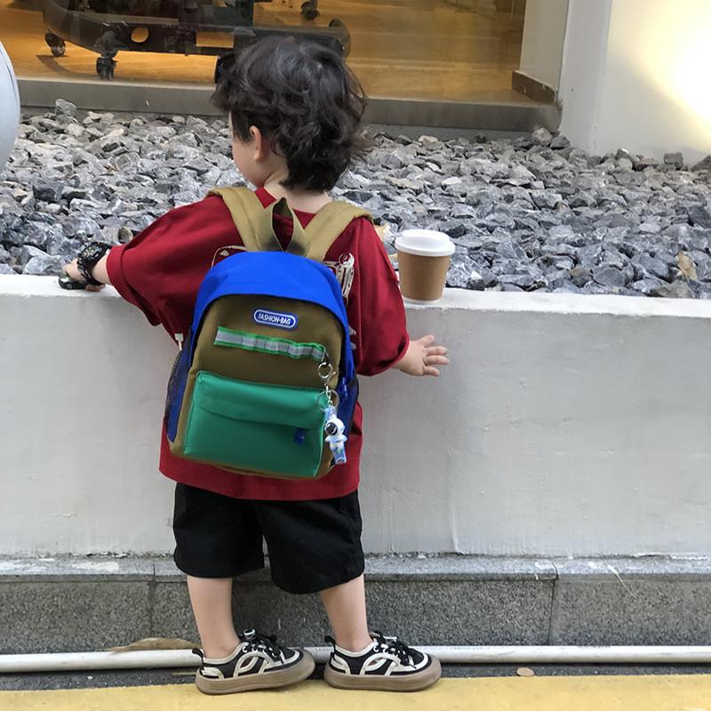 Large Capacity Stylish Plain Color Kindergarten Backpack Unisex Design