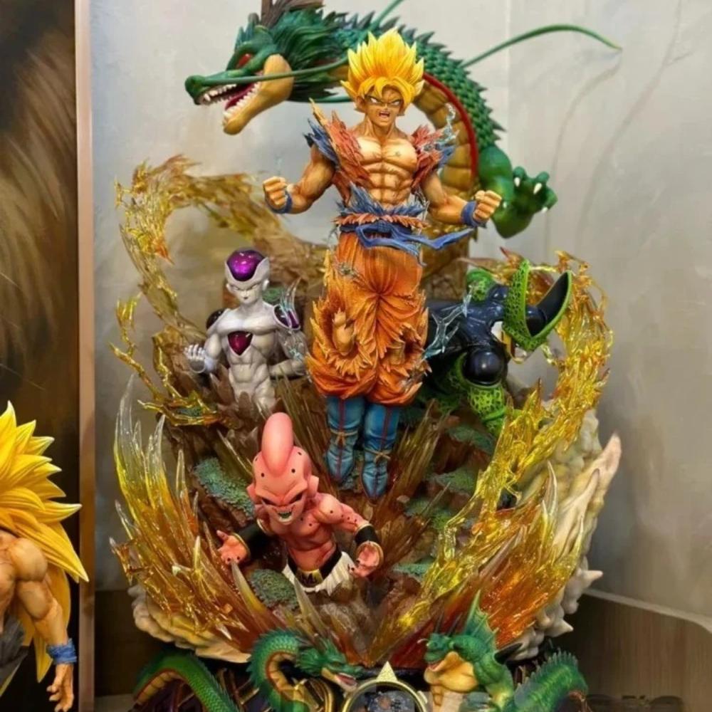 New 23cm Dragon Ball Son Goku Figure Super Saiyan Figure Cell Shenron Buu Figure Gk Statue Figurine Model Doll Collection Gift
