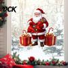 Christmas Window Clings Santa Claus Static Sticker, Reusable Waterproof PVC Decal, Decorative Holiday Scene Setting HD Printing for Home