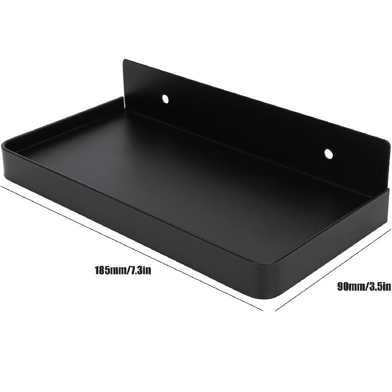 Cyrank Bathroom Cell Phone Shelf, Stainless Steel Wall Mount Toilet Phone Holder Toilet Small Floating Wall Shelves, 7.3x3.5 in (Black)
